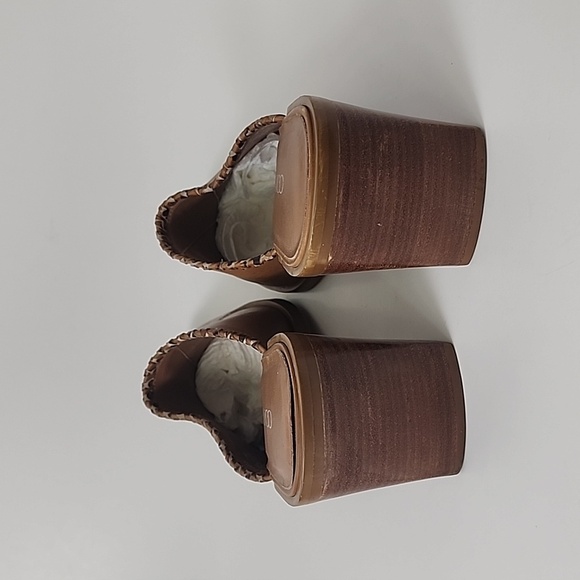 Women's Connie Stirrup Peach Caramel Leather Western Mules Clogs 7M - Picture 4 of 10